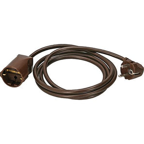 Schuko Verlängerung braun, H05VV-F 3x1,5 mit Winkelstecker, 2 m, 3 m, 5 m