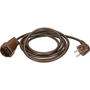 Schuko Verlängerung braun, H05VV-F 3x1,5 mit Winkelstecker, 2 m, 3 m, 5 m